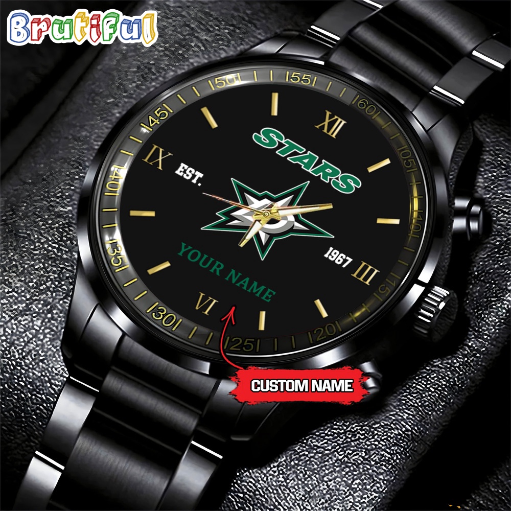 NHL Dallas Stars Black Fashion Watch Custom Hockey Game Time