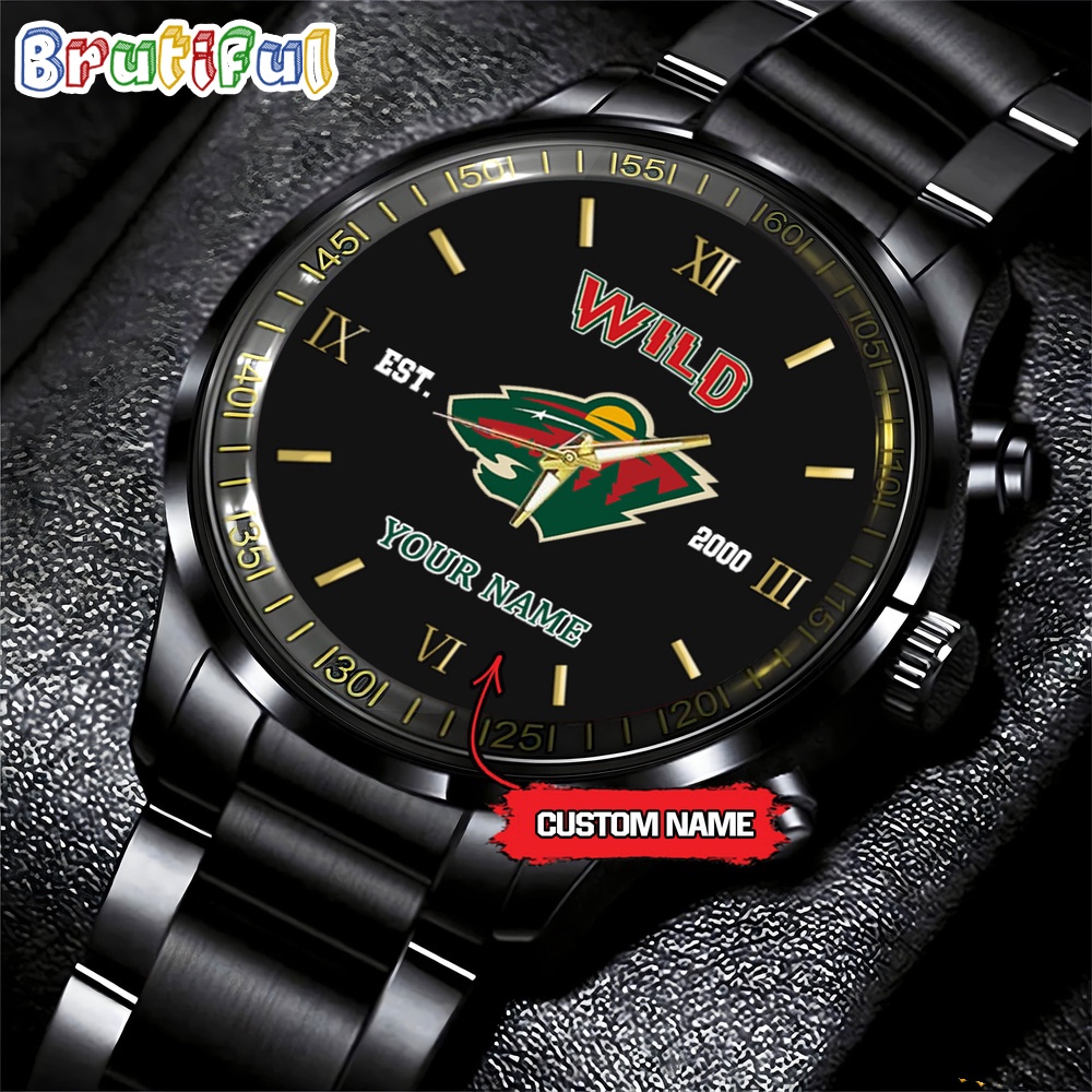 NHL Minnesota Wild Black Fashion Watch Custom Hockey Game Time