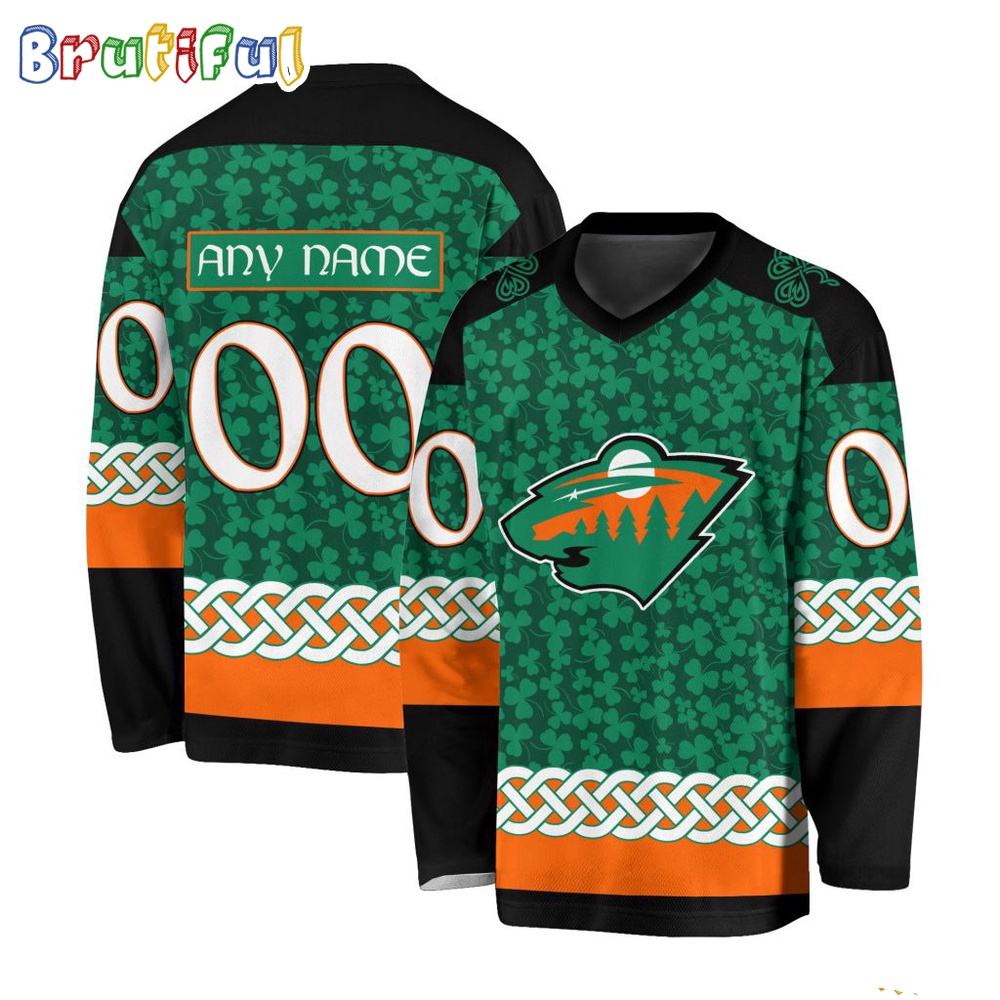 NHL Minnesota Wild Jersey Special StPatricks Day Design Hockey Jersey