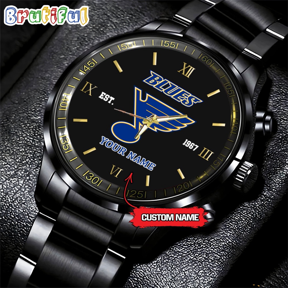 NHL St Louis Blues Black Fashion Watch Custom Hockey Game Time