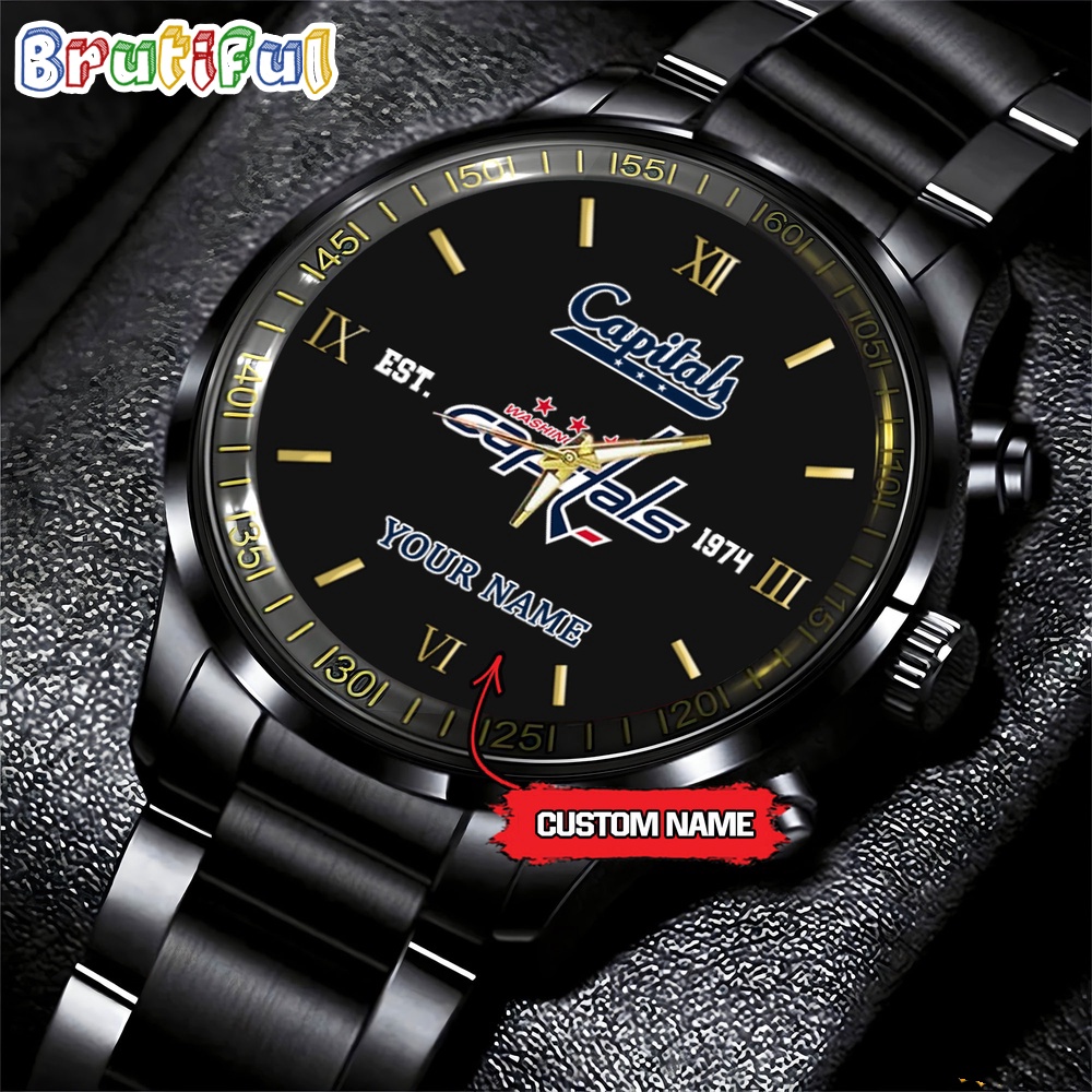 NHL Washington Capitals Black Fashion Watch Custom Hockey Game Time