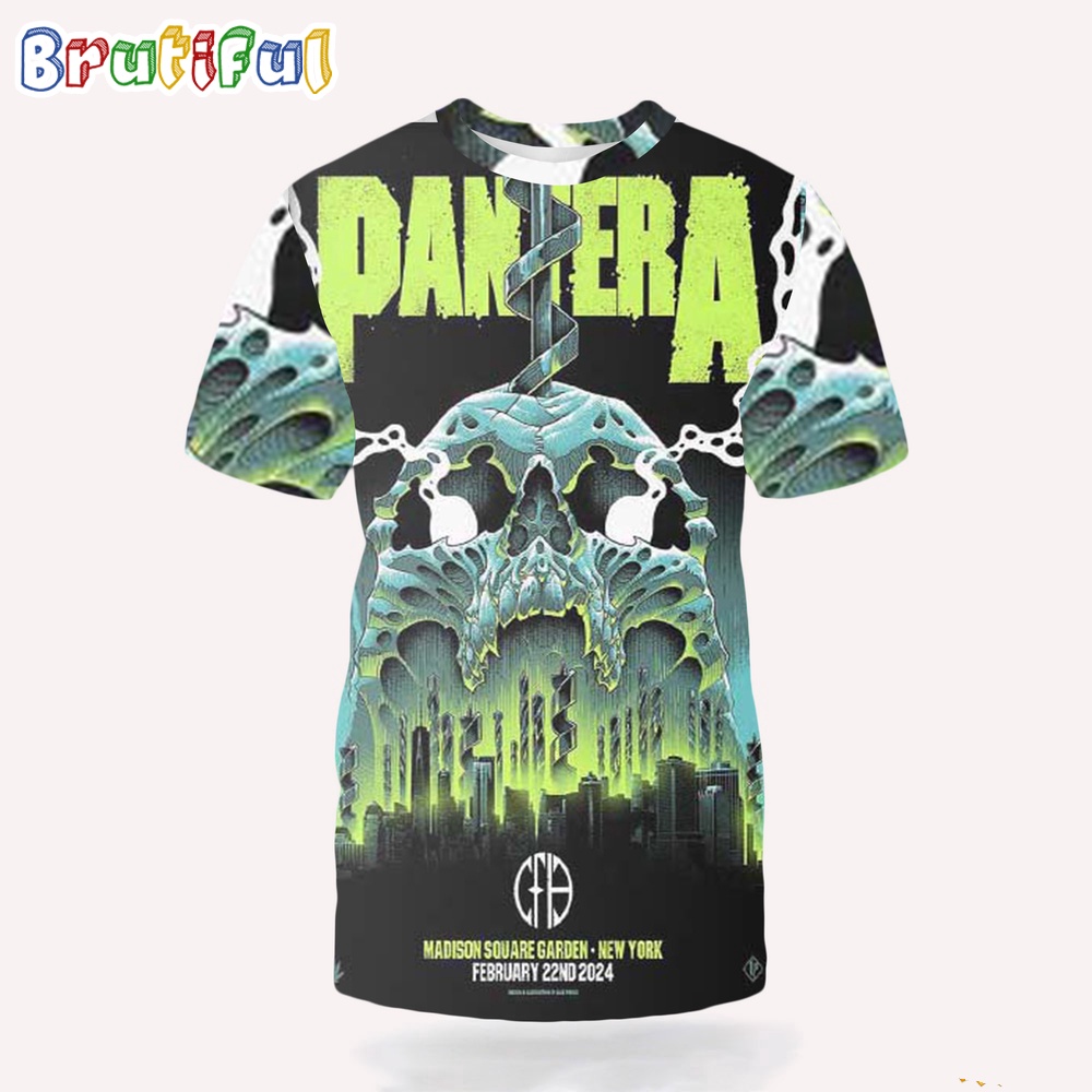 Official New Poster Pantera For Their Show This Evening At Madison Square Garden New York February 22ND 2024 3D T Shirt