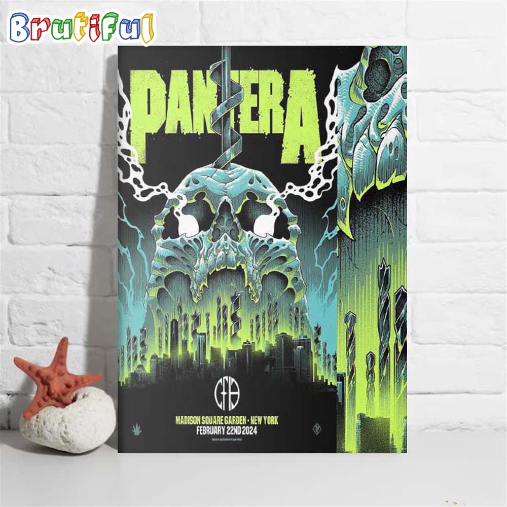 Official New Poster Pantera For Their Show This Evening At Madison Square Garden New York February 22ND 2024 Poster Canvas