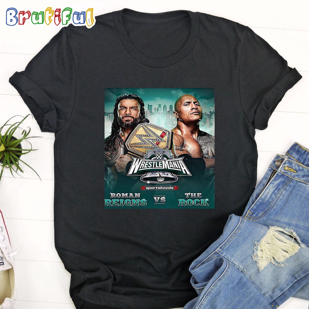 Official Poster WWE WrestleMania XL Roman Reigns Vs The Rock Art Decorations Poster Canvas T Shirt
