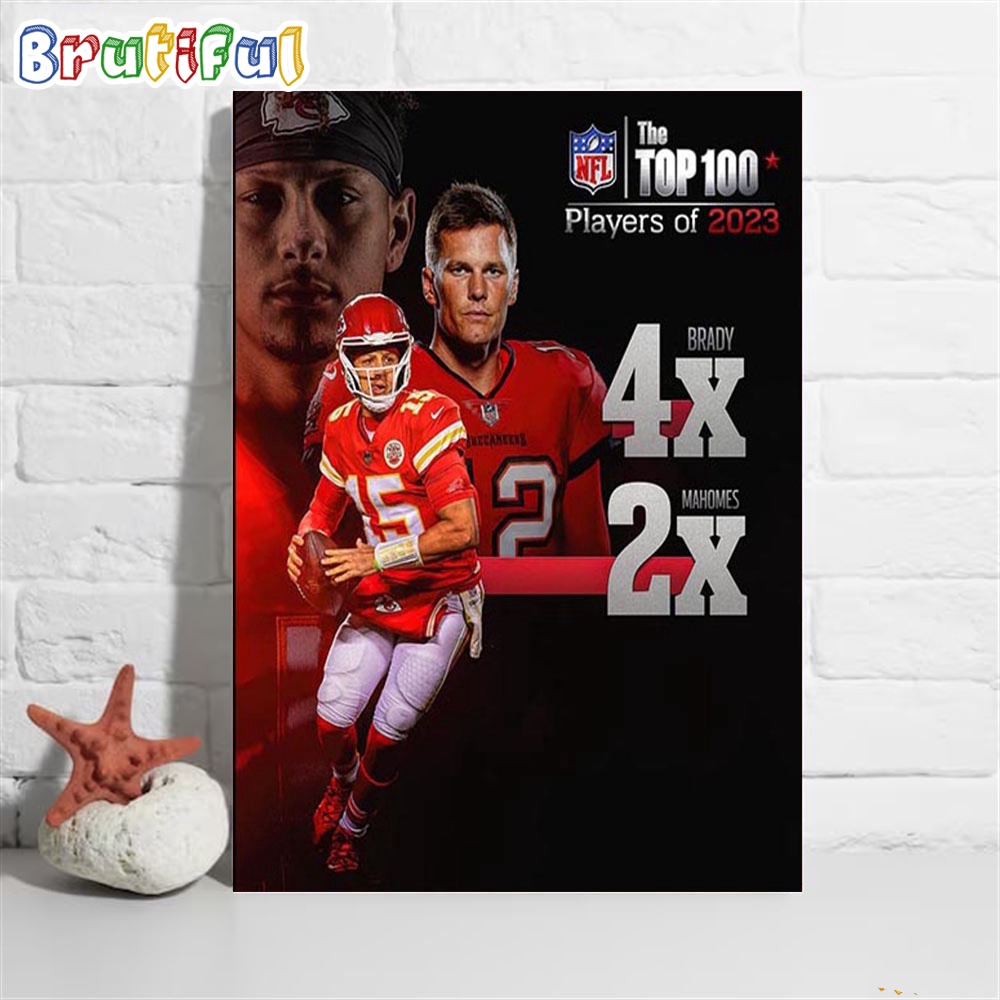 Patrick Mahomes 2x and Tom Brady 4x Voted Top 1 In NFL The Top 100 Players Poster Canvas
