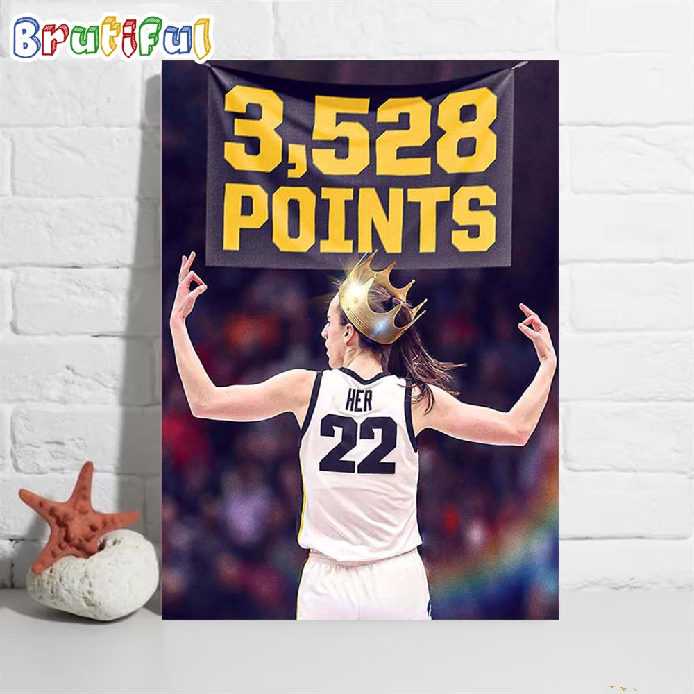 Queen Caitlin Clark Passes Kelsey Plum To Become The NCAA Womens All Time Leading Scorer Poster Canvas