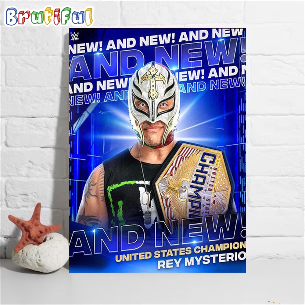 Rey Mysterio Becomes The New WWE United States Champion Wall Art Poster Canvas