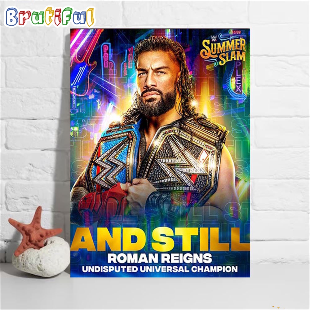 Roman Reigns Retains The WWE Undisputed Universal Champion In A Legendary Last Man Standing Match Wall Art Poster Canvas