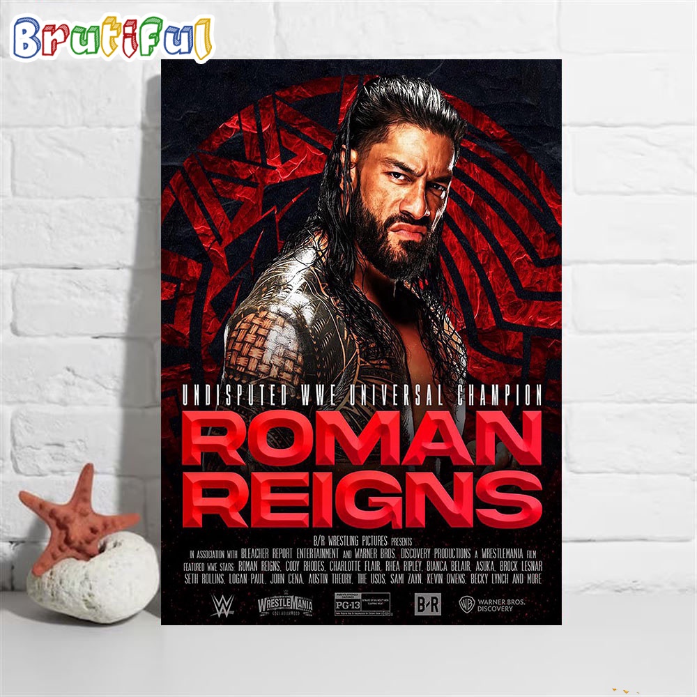 Roman Reigns Stays Undisputed WWE Universal Champion Wall Art Poster Canvas