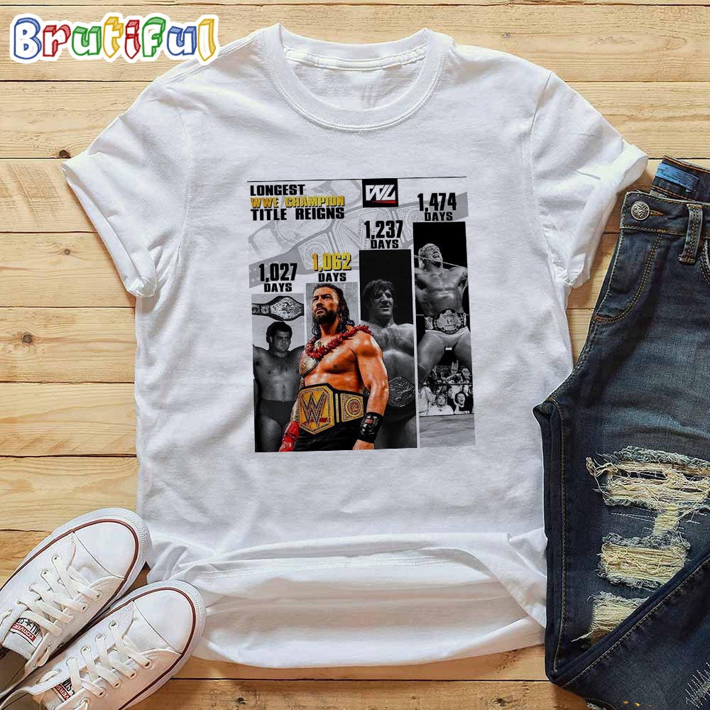 Roman Reigns Top 3 Longest WWE Champion Title T Shirt