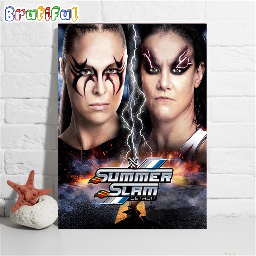 Ronda Rousey vs Shayna Baszler For MMA Rules Showdown Match At WWE SummerSlam Wall Art Poster Canvas