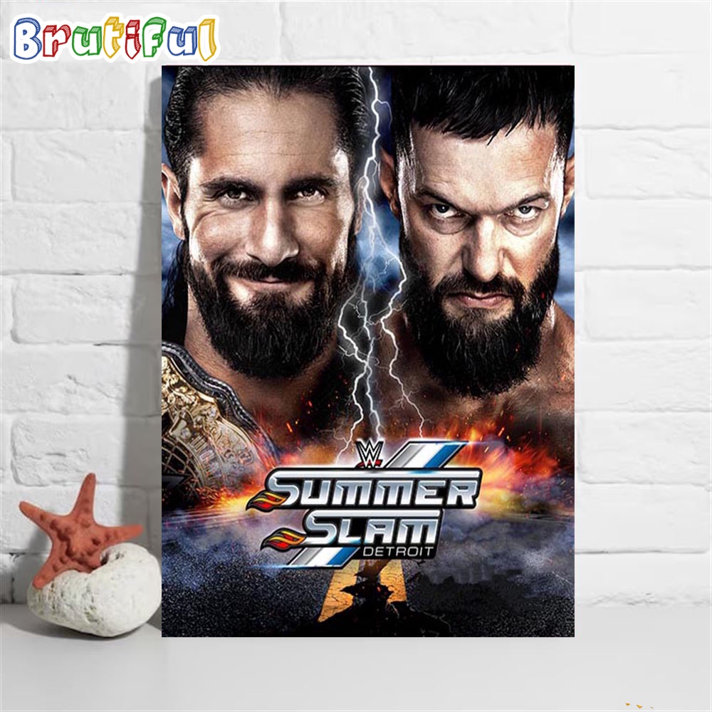 Seth Freakin Rollins vs Finn Balor For World Heavyweight Title At WWE SummerSlam Wall Art Poster Canvas