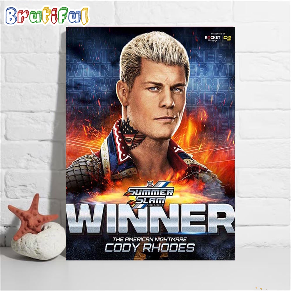 The American Nightmare Cody Rhodes Is The Winner At WWE SummerSlam Wall Art Poster Canvas