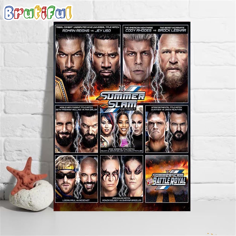 The Biggest Party Of The Summer At WWE SummerSlam Detroit Wall Art Poster Canvas