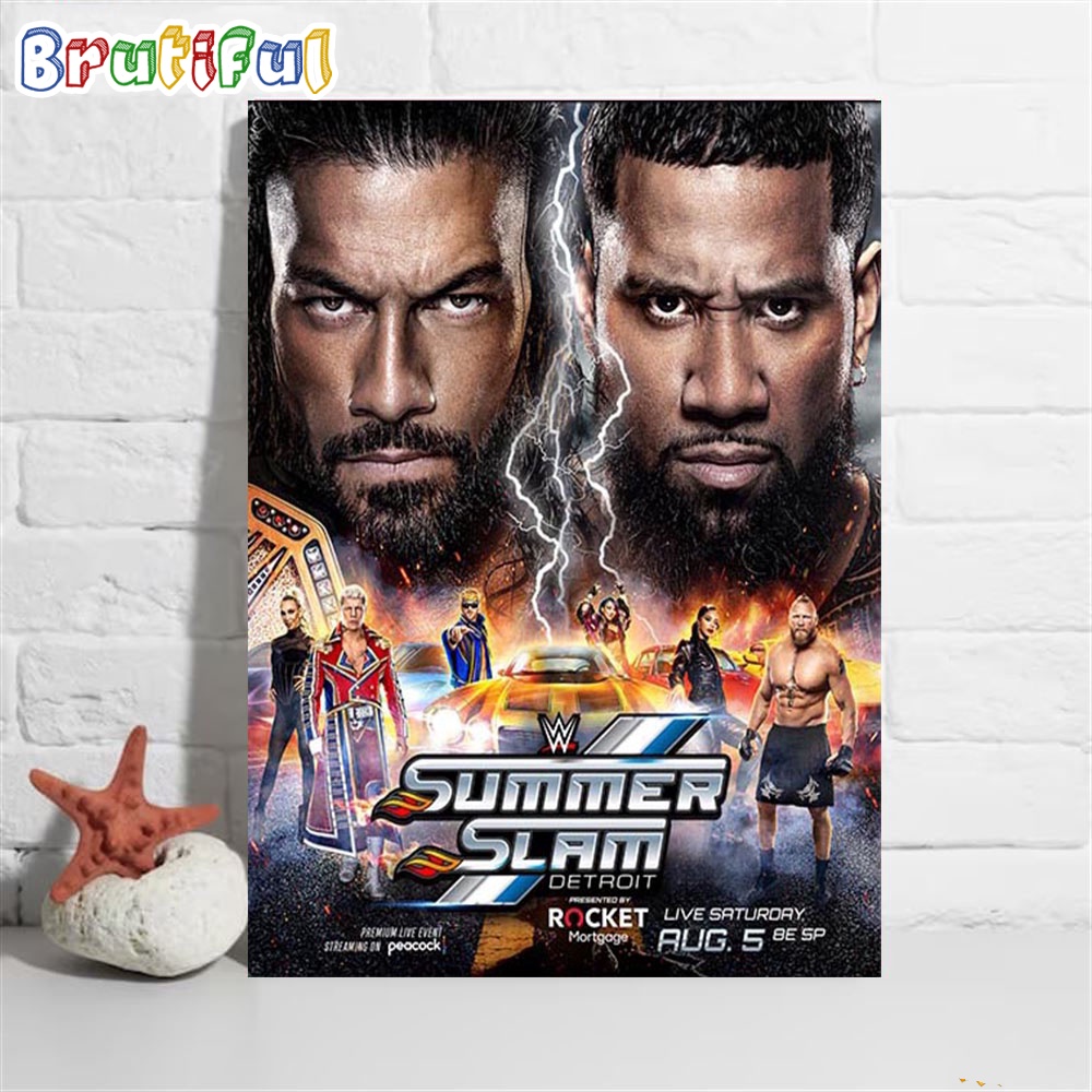 The Biggest Party Of The Summer The Official SummerSlam Poster Wall Art Poster Canvas