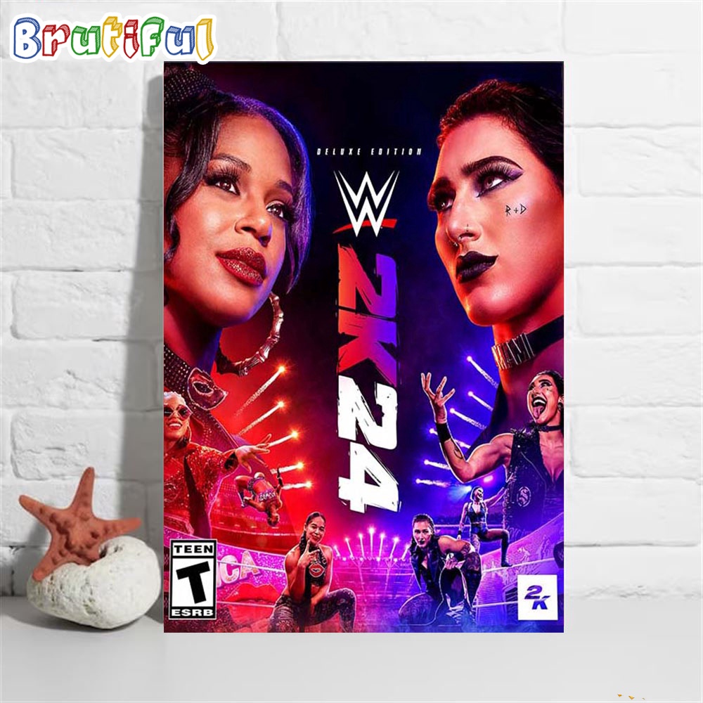 The WWE 2K24 Deluxe Edition Official Poster Wall Art Poster Canvas