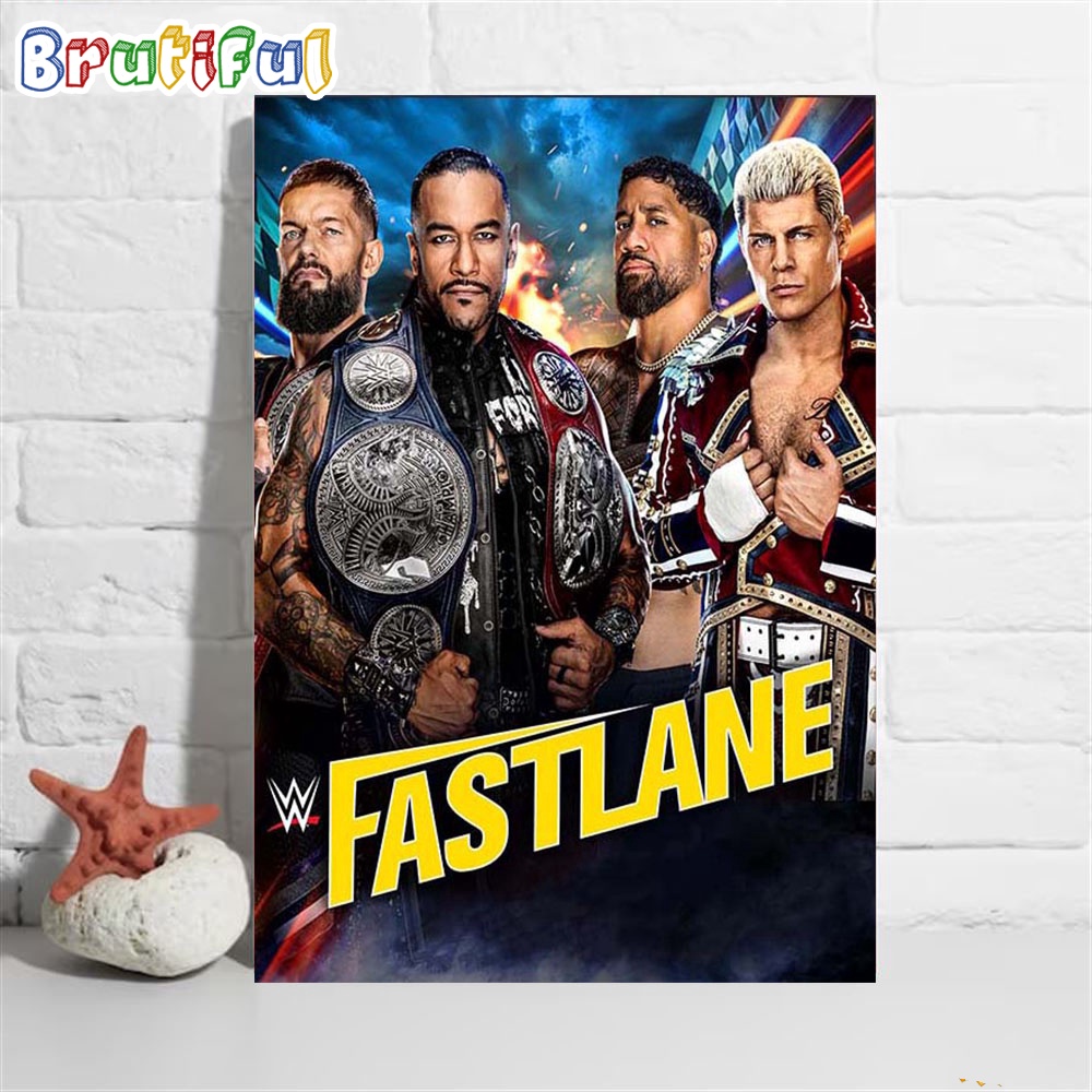 Undisputed WWE Tag Team Champions Archerof Infamy And Finn Balor Defend Against Cody Rhodes And Jey Uso At WWE Fastlane Wall Art Poster Canvas