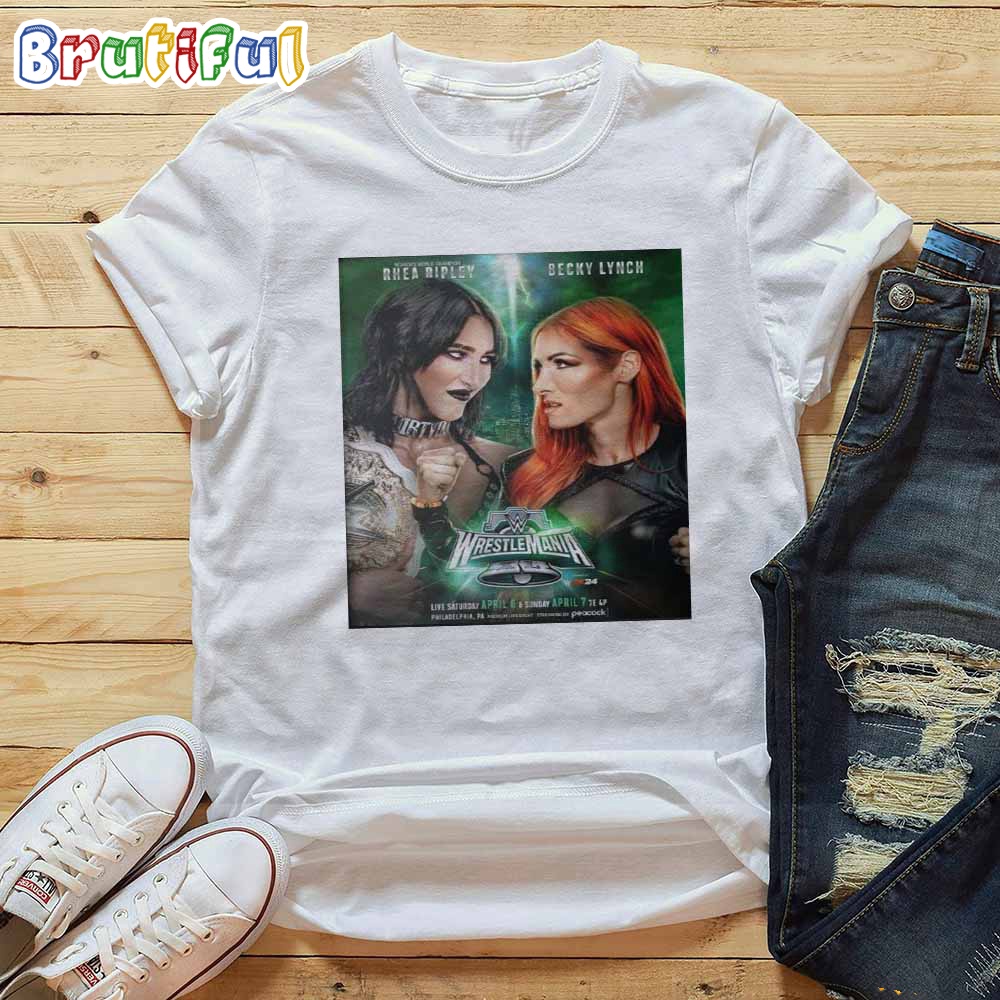 Wrestlemania Rhea Ripley Vs Becky Lynch Wwe Women's World Champion T shirt