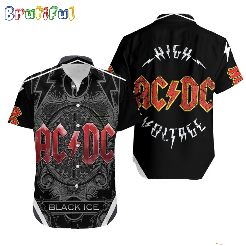 ACDC World Tour Acdc Pwr Up Tour 2024 Hawaiian Shirt Black Ice Tour Aloha Shirt