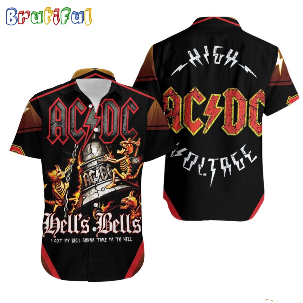 ACDC World Tour Acdc Pwr Up Tour 2024 Hawaiian Shirt Hell Bell Devil Skull Aloha Shirt