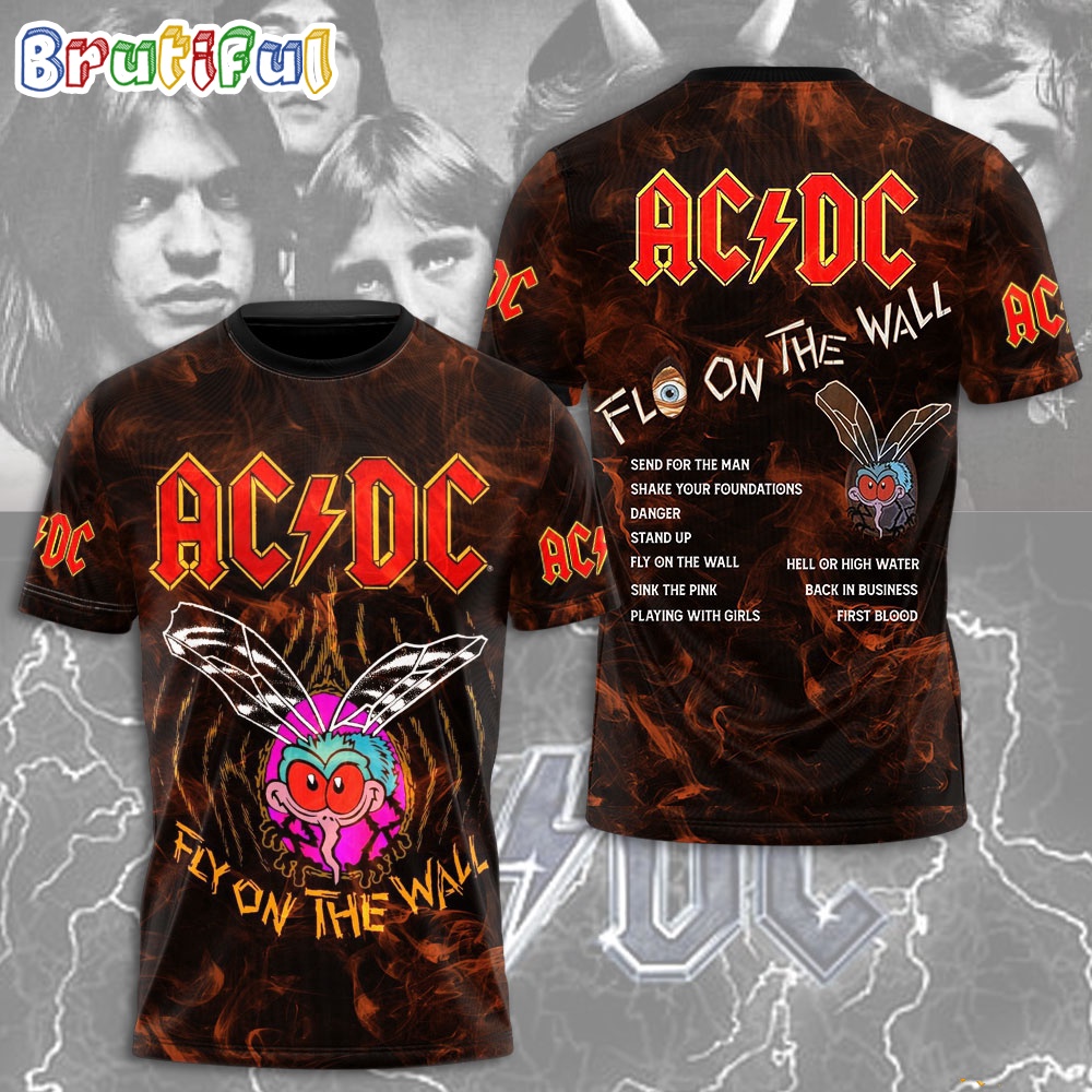 ACDC World Tour Acdc Pwr Up Tour 2024 Shirt Fly On The Wall Graphic 3D Shirt