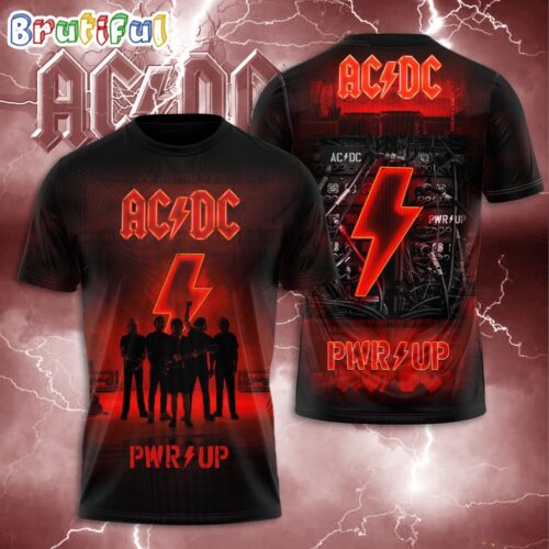 ACDC World Tour Acdc Pwr Up Tour 2024 Shirt Red Bolt Graphic 3D Shirt