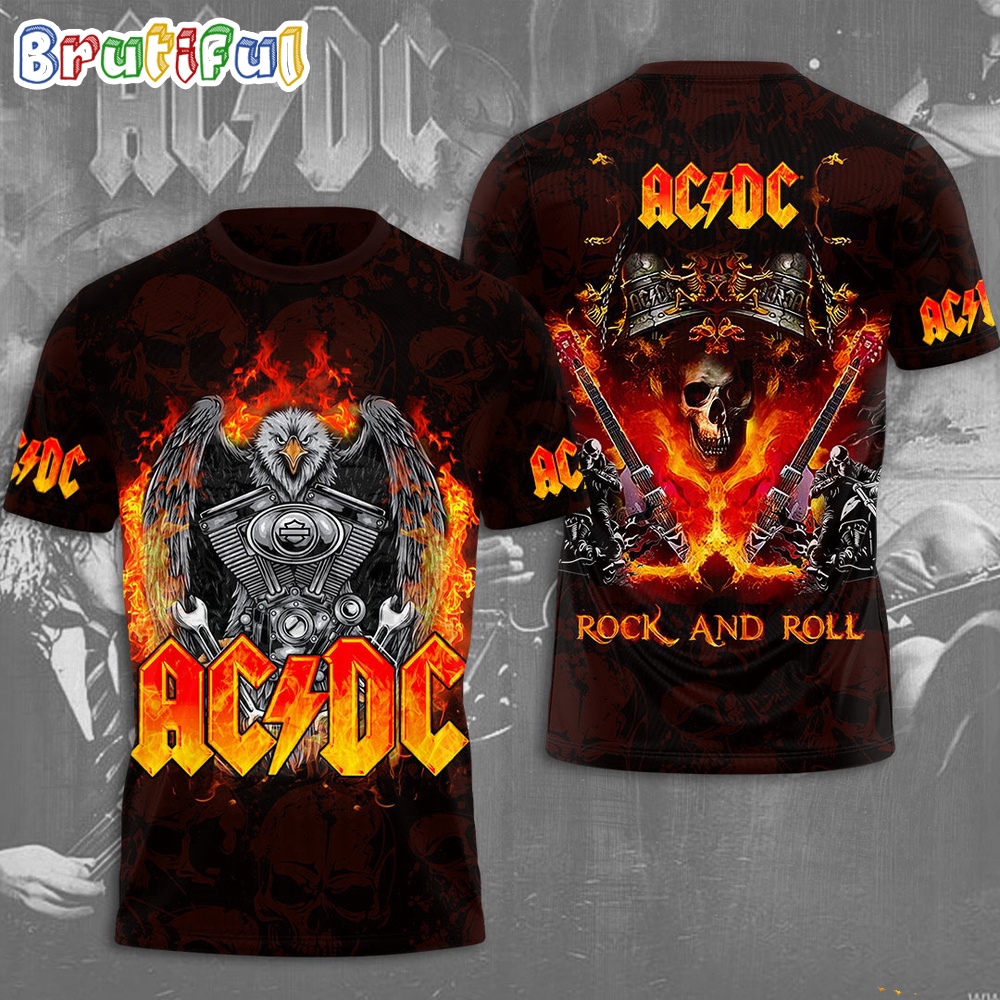 ACDC World Tour Acdc Pwr Up Tour 2024 Shirt Rock And Roll Graphic 3D Shirt