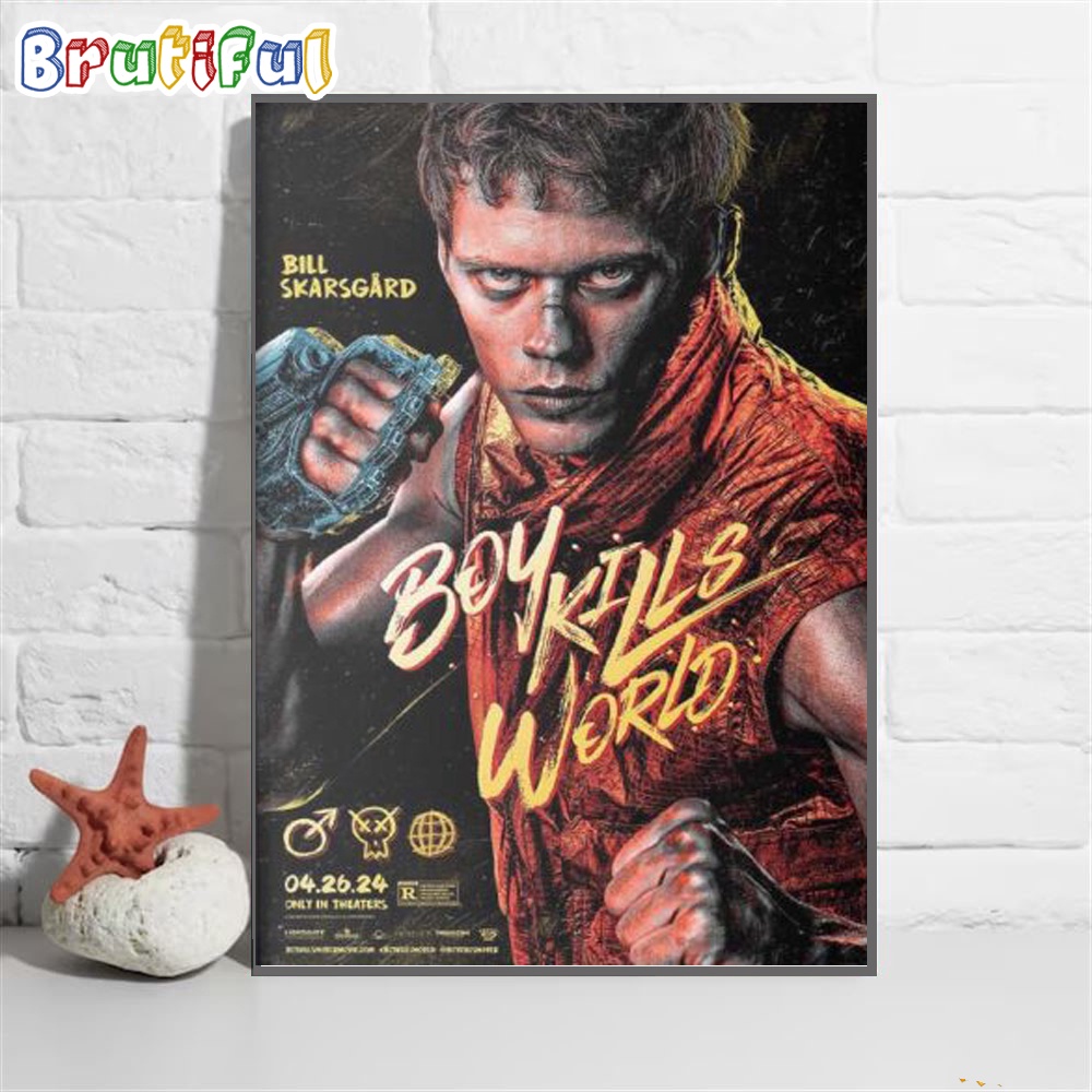 Boy Kills World Starring Bill Skarsgard And Jessica Rothe In Theaters On April 2024 Wal Art Poster Canvas