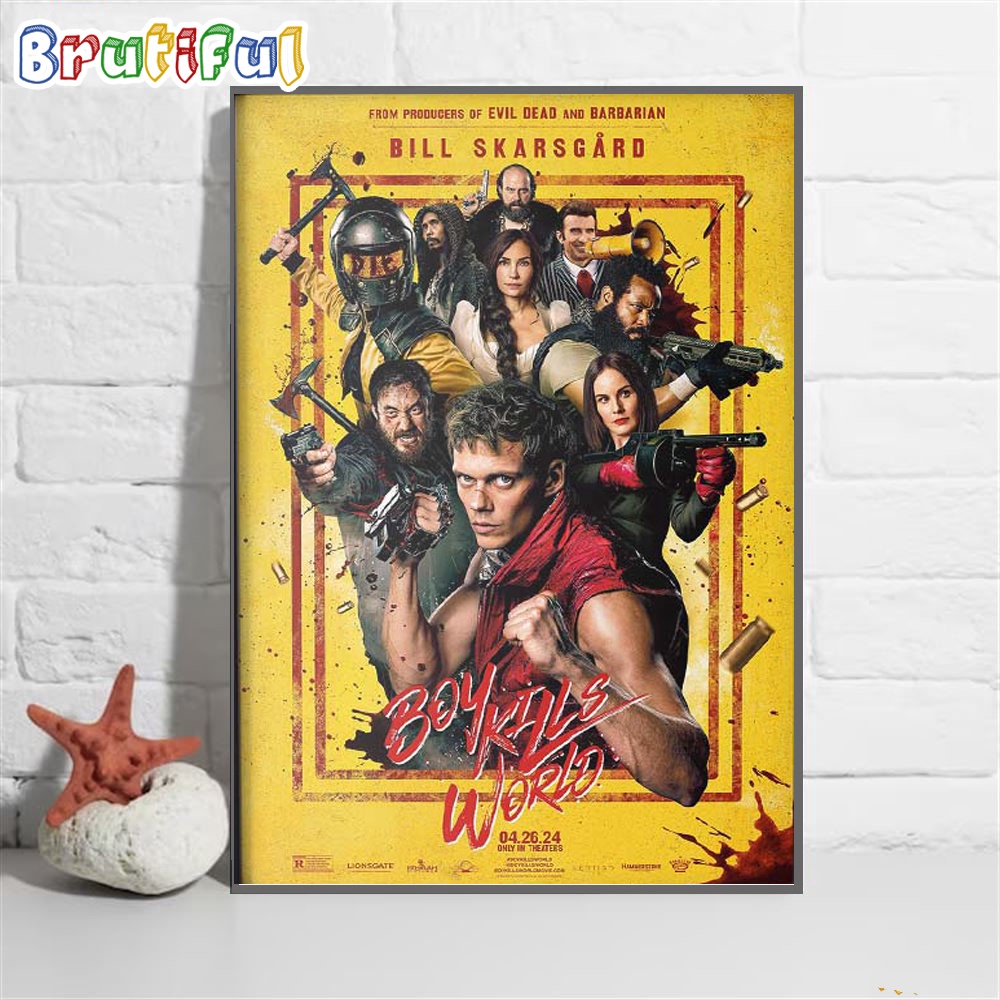 Boy Kills World Starring Bill Skarsgard And Jessica Rothe In Theaters On April 26 2024 Wall Art Poster Canvas