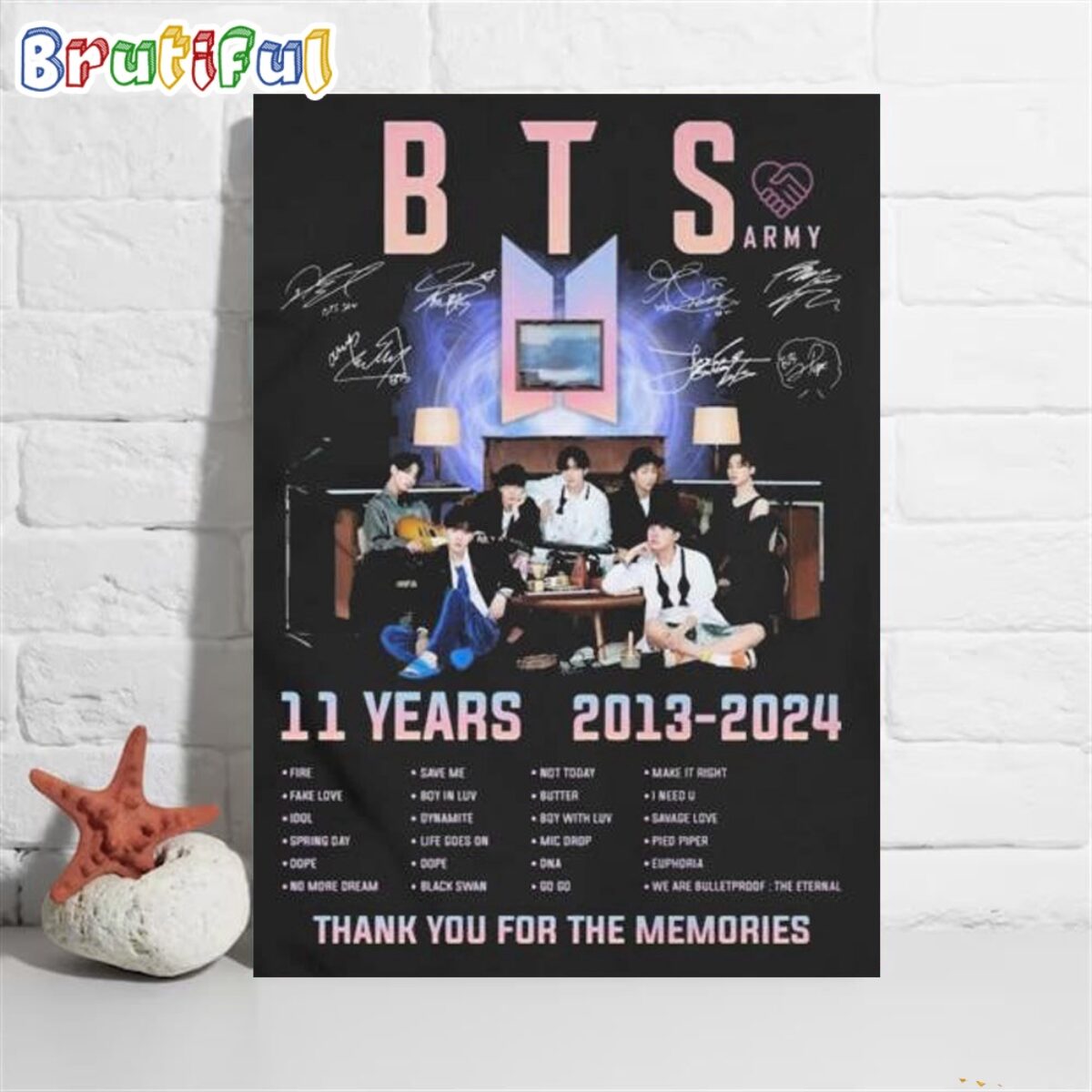 Bts 11 Years 2013-2024 Thank You For The Memories Poster Canvas