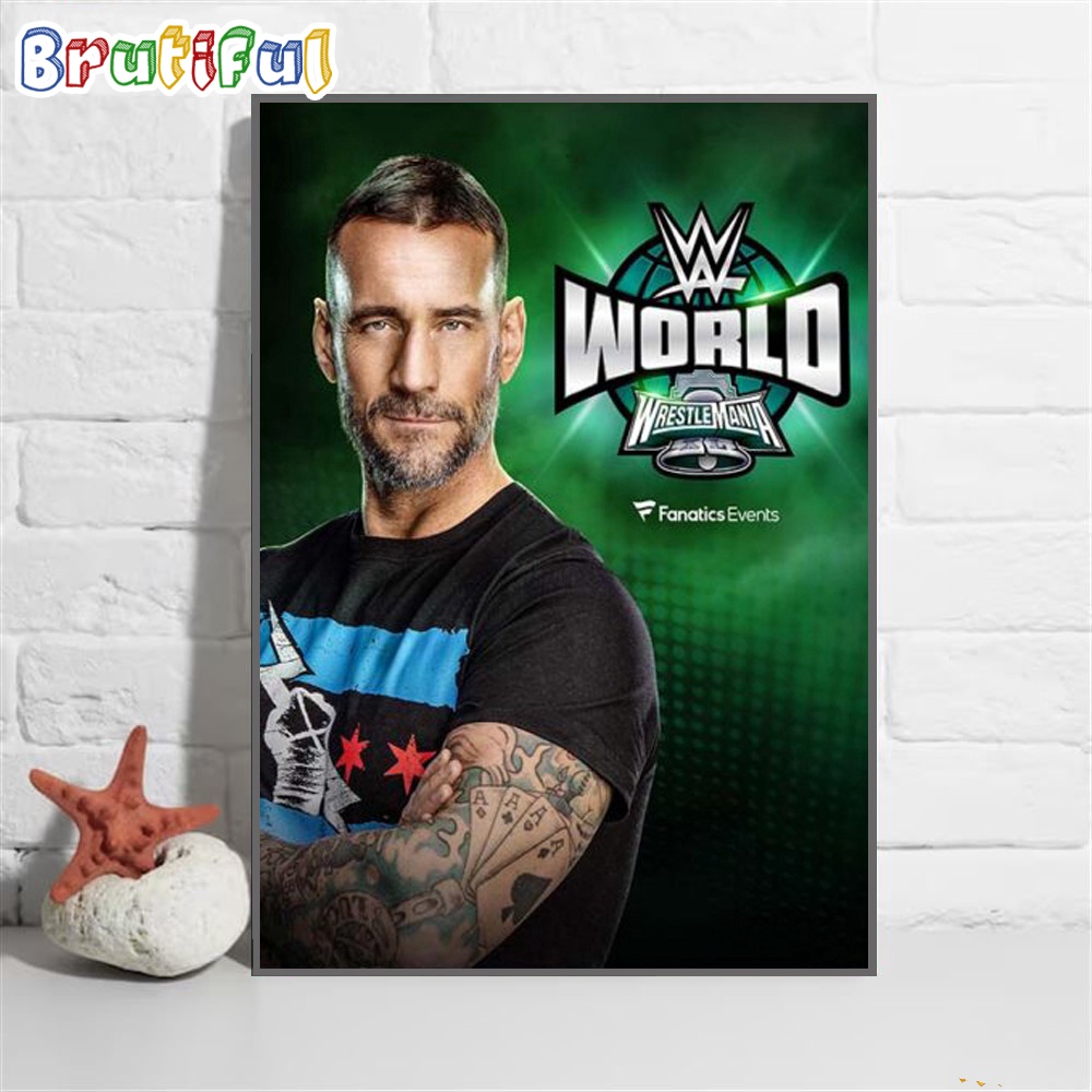 CM Punk WWE World WrestleMania XL Wall Art Poster Canvas