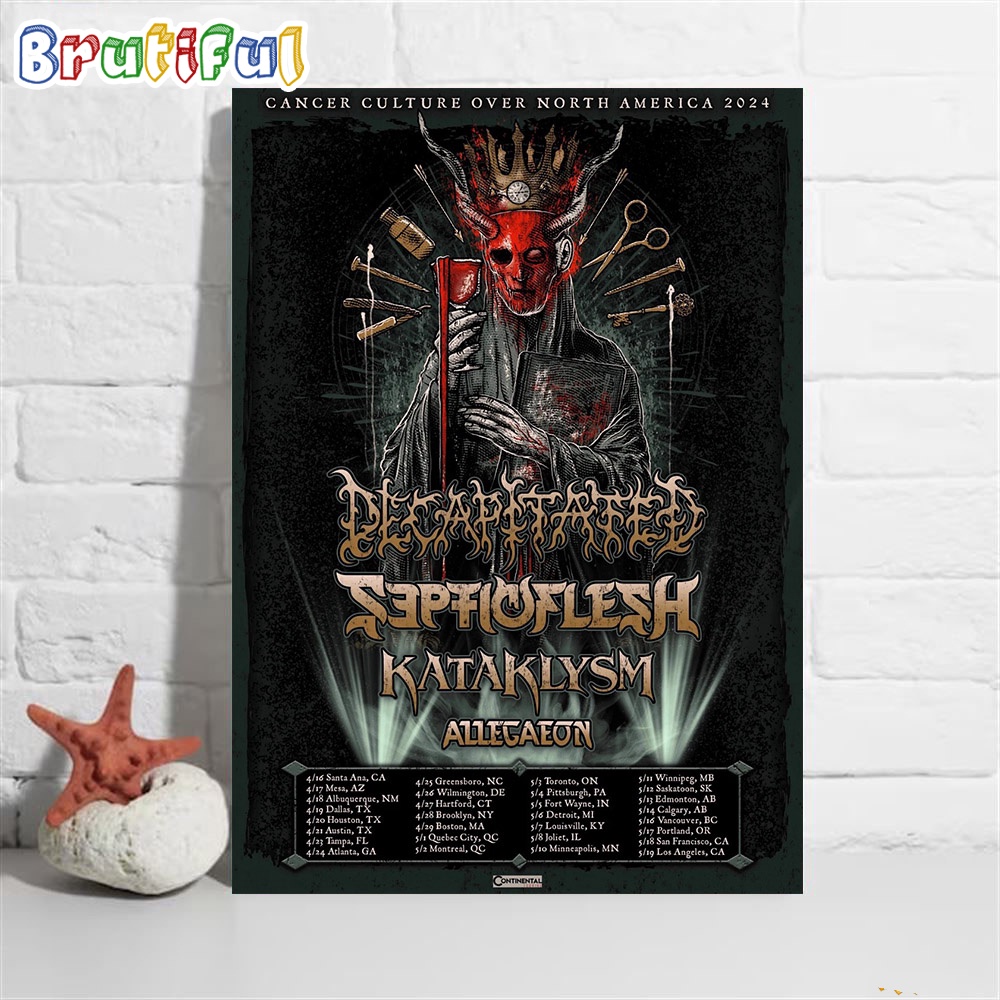 Decapitated And Septicflesh Kataklysm Allegaeon Tour 2024 Poster Canvas