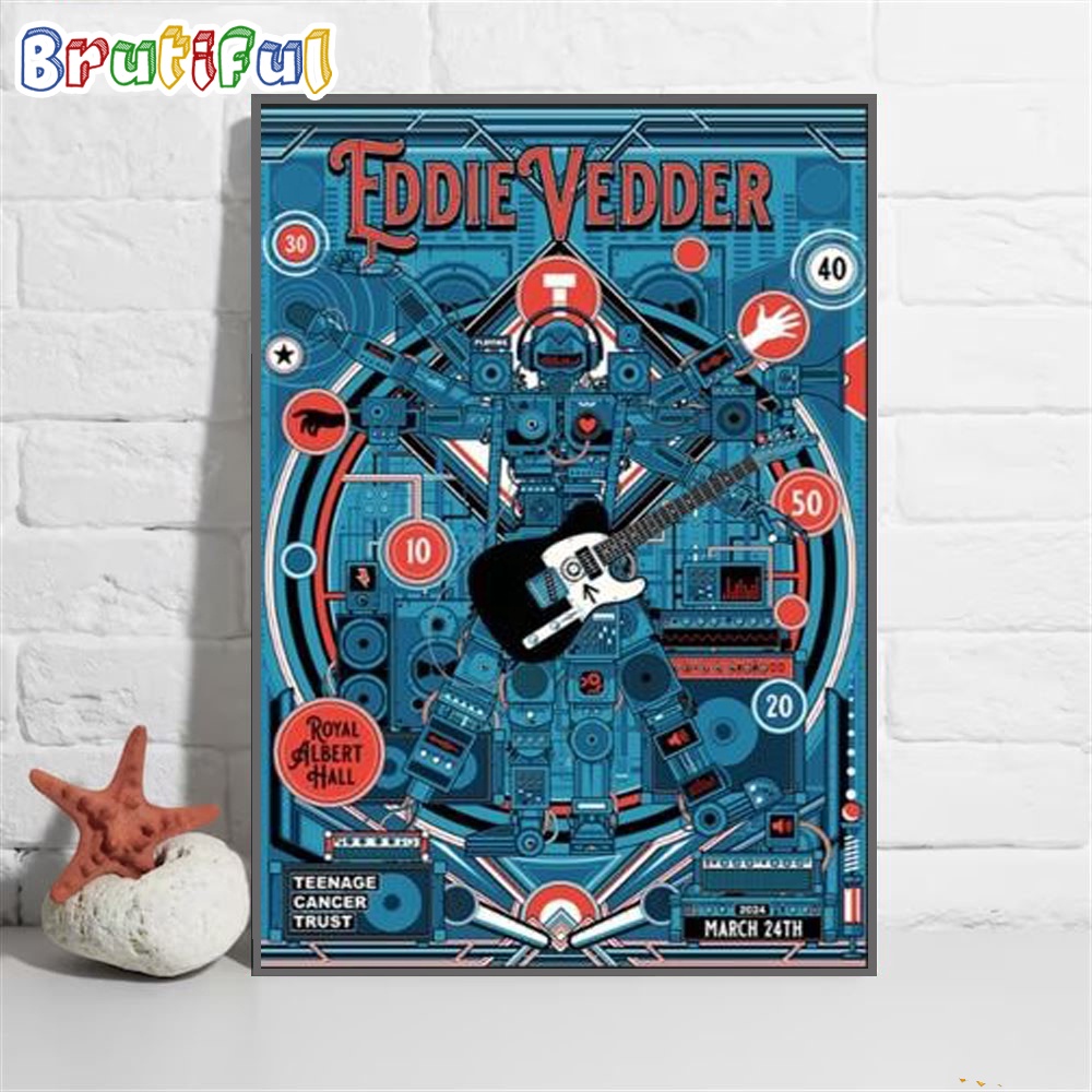 Eddie Vedder March 24 2024 Tour Royal Albert Hall London Wall Art Poster Canvas