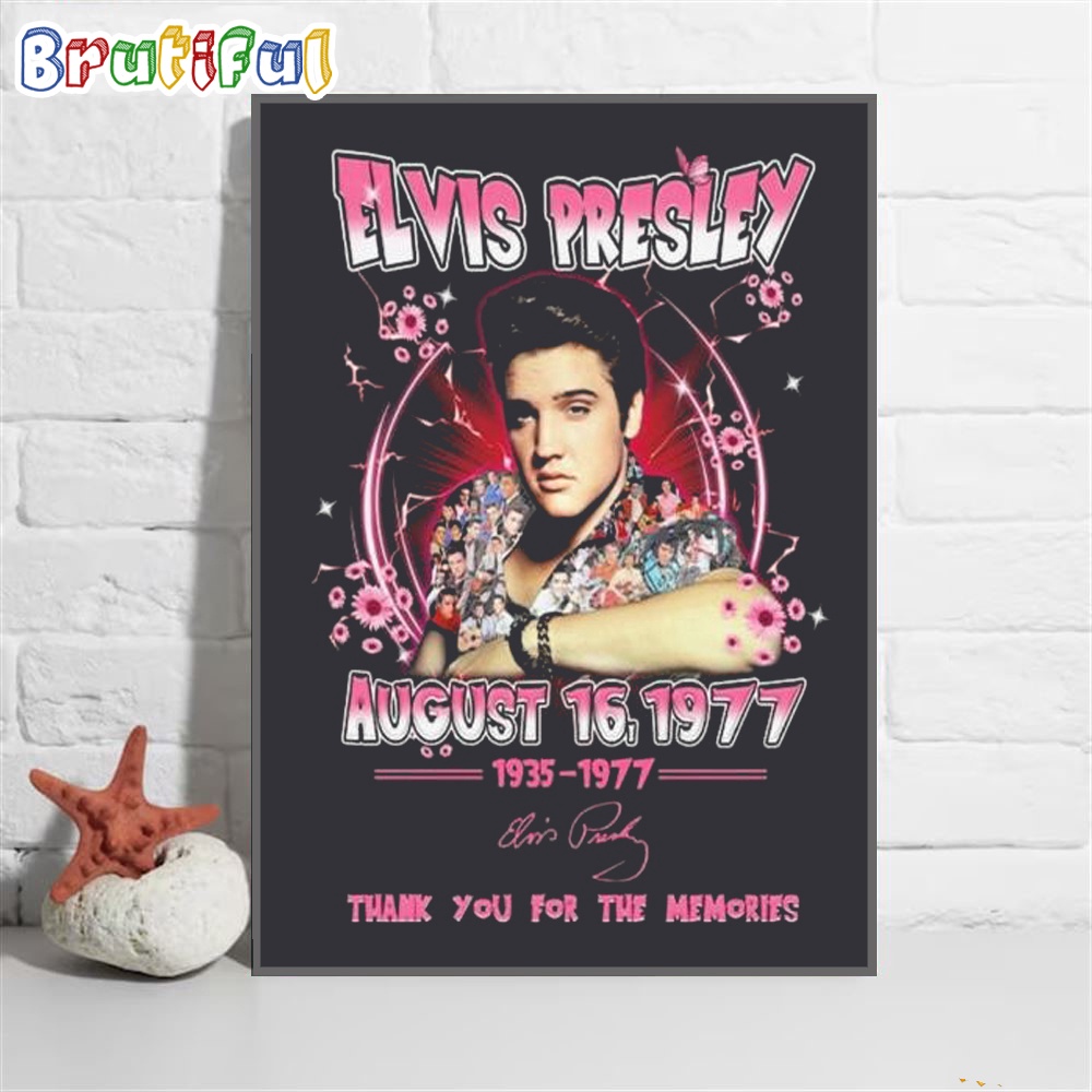 Elvis Presley August 16 1977 Thank You For The Memories Wall Art Poster Canvas