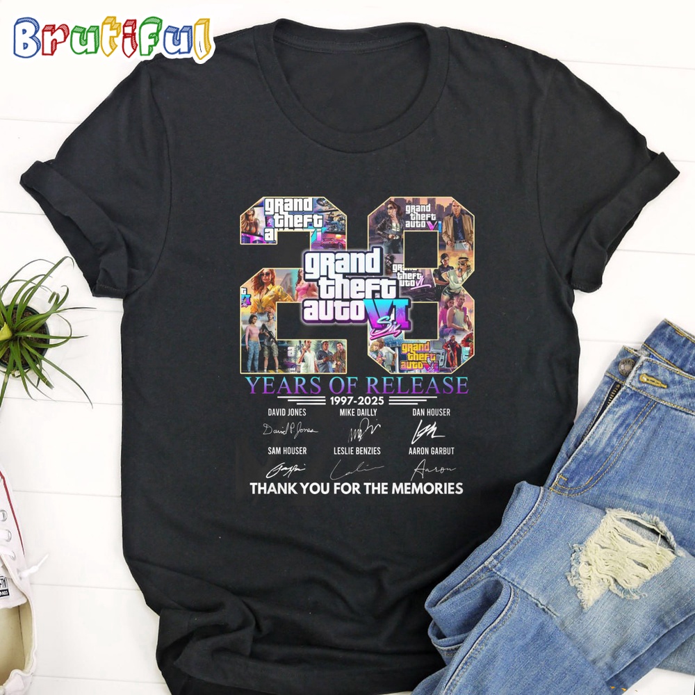 Grand Theft Auto Years Of Release Thank You For The Memories T Shirt
