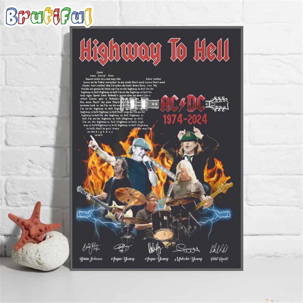 Highway To Hell ACDC 1974 2024 World Tour ACDC PWR Up Tour 2024 Poster Canvas
