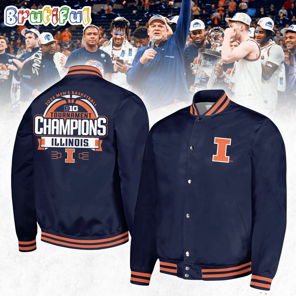 Illinois Fighting Illini 2024 Big Ten Mens Basketball Conference Tournament Champions Baseball Jacket