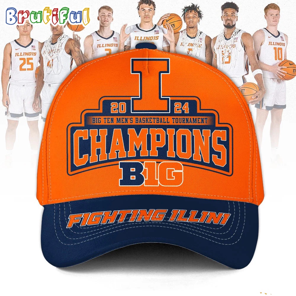 Illinois Fighting Illini 2024 Big Ten Mens Basketball Tournament Champions Baseball Cap