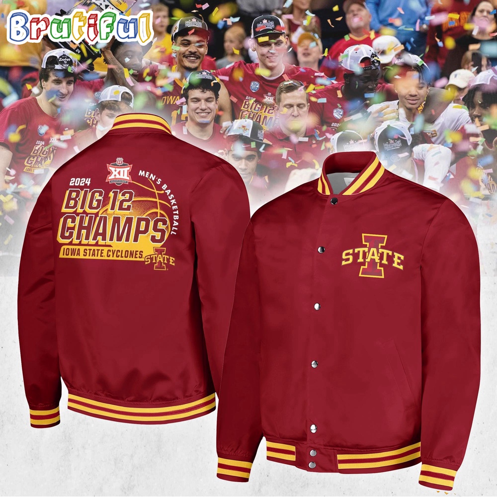 Iowa State Cyclones 2024 Big 12 Mens Basketball Conference Tournament Champions Baseball Jacket