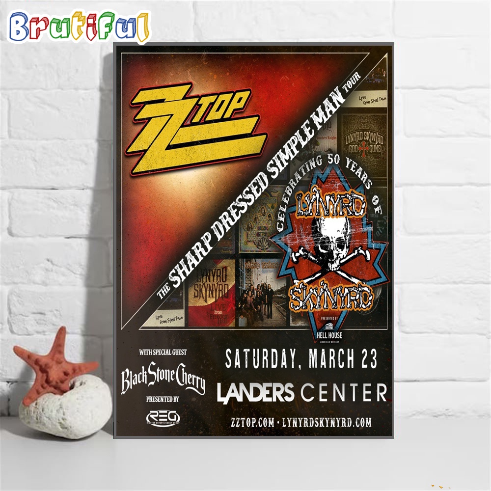 Lynyrd Skynyrd ZZ Top Tour 2024 Wall Art Poster Canvas