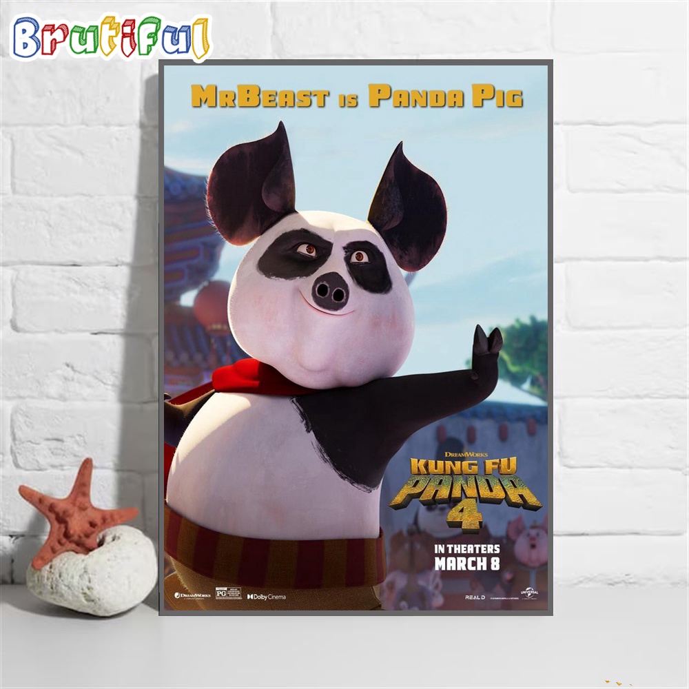 Mr Beast Panda Pig Cameo Explained Kung Fu Panda 4 Wall Art Poster Canvas