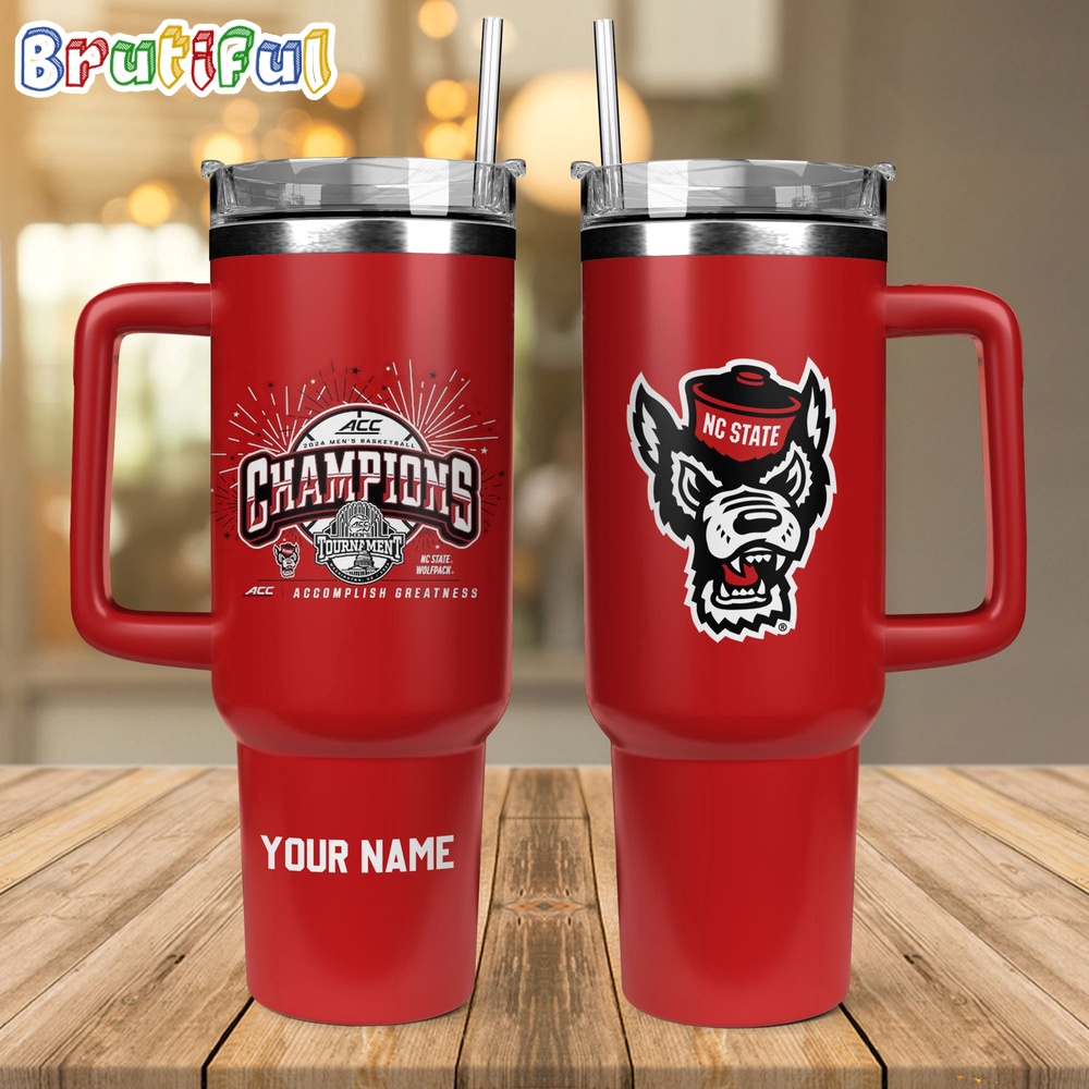 NC State Wolfpack 2024 ACC Mens Basketball Conference Tournament Champions Stanley Tumbler 40oz