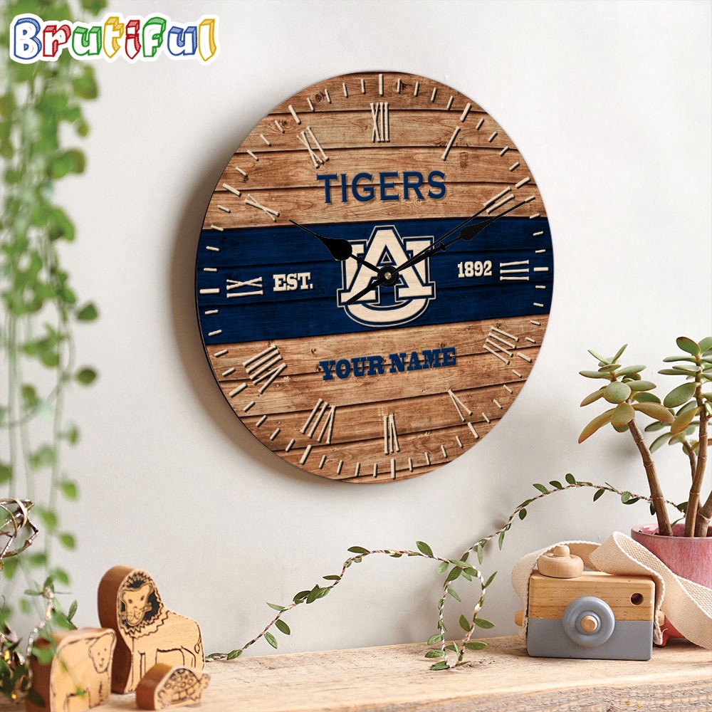 NCAA Auburn Tigers Clock Custom Name Wall Clock