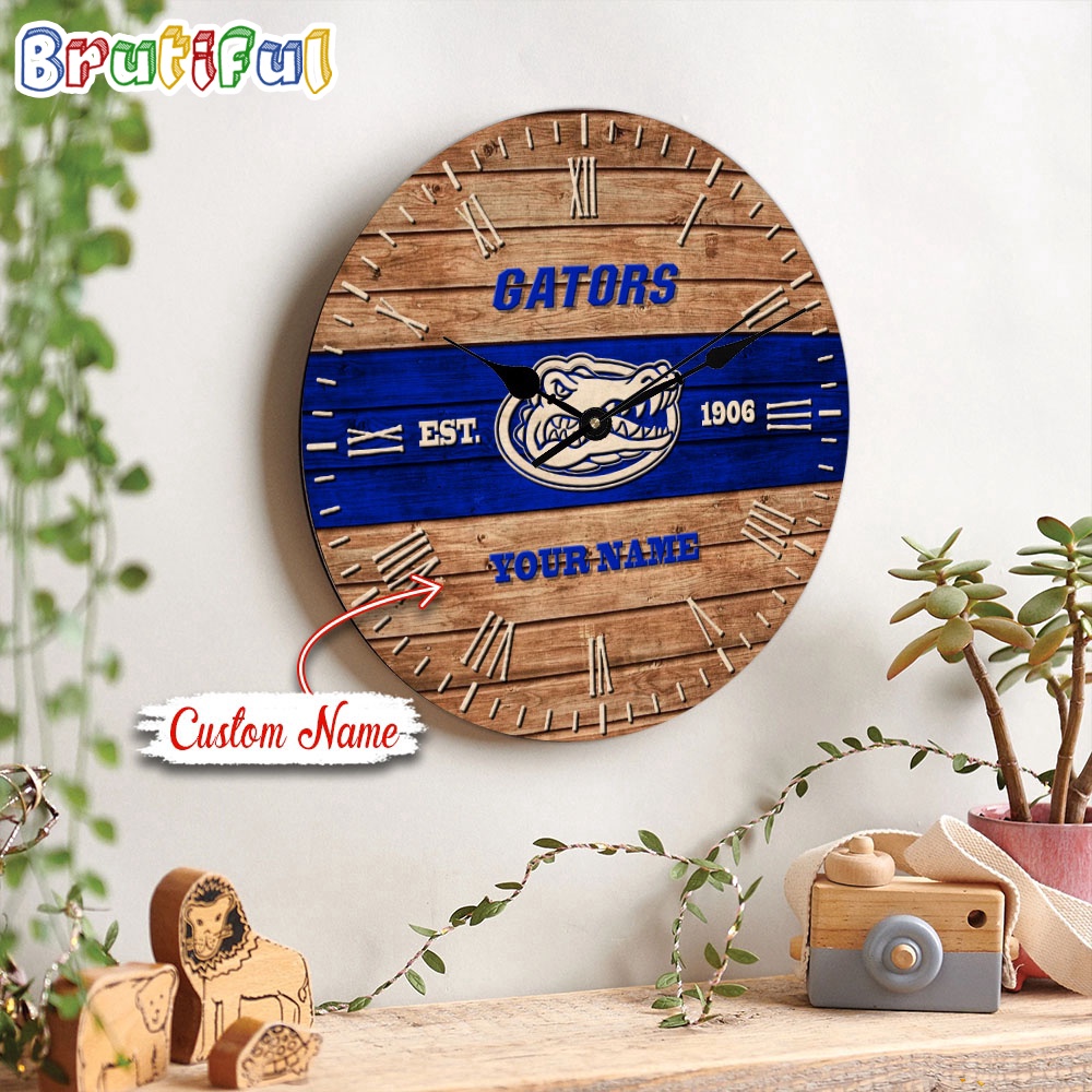 NCAA Florida Gators Clock Custom Name Wall Clock
