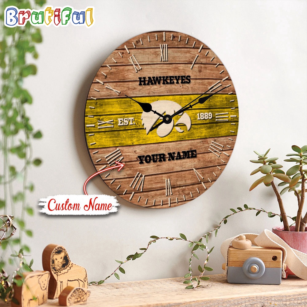 NCAA Iowa Hawkeyes Clock Custom Name Wall Clock