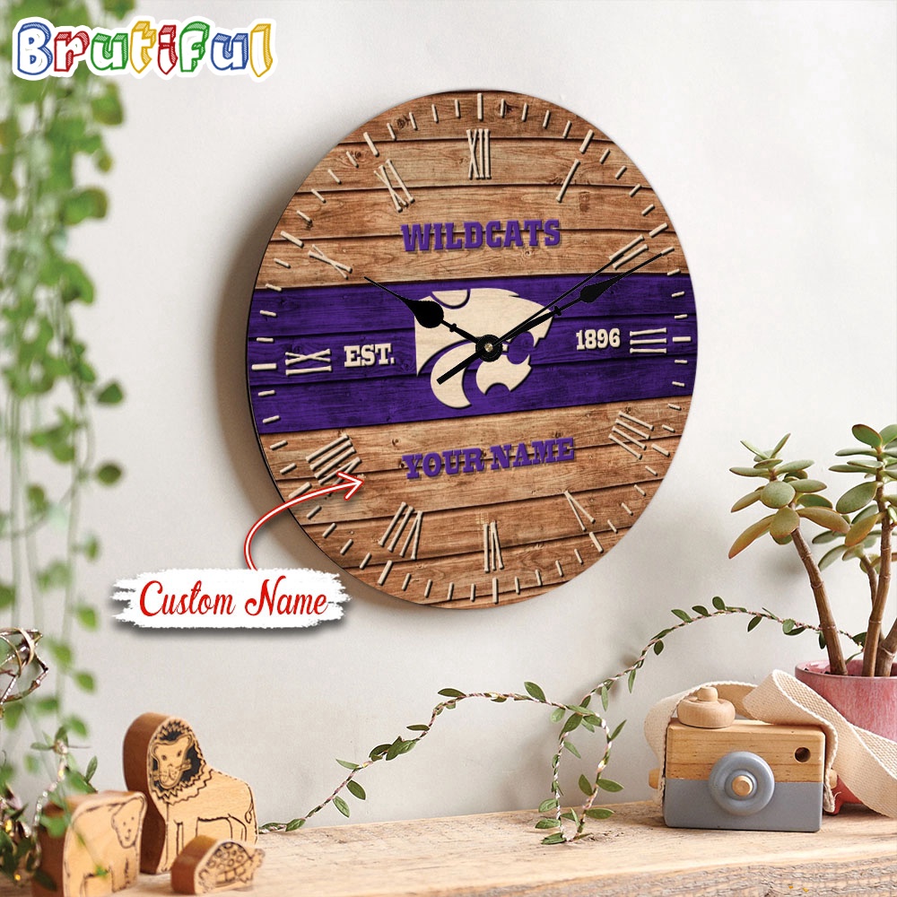 NCAA Kansas State Wildcats Clock Custom Name Wall Clock