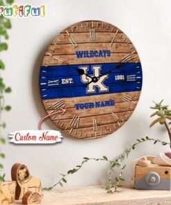 NCAA Kentucky Wildcats Clock Custom Name Wall Clock