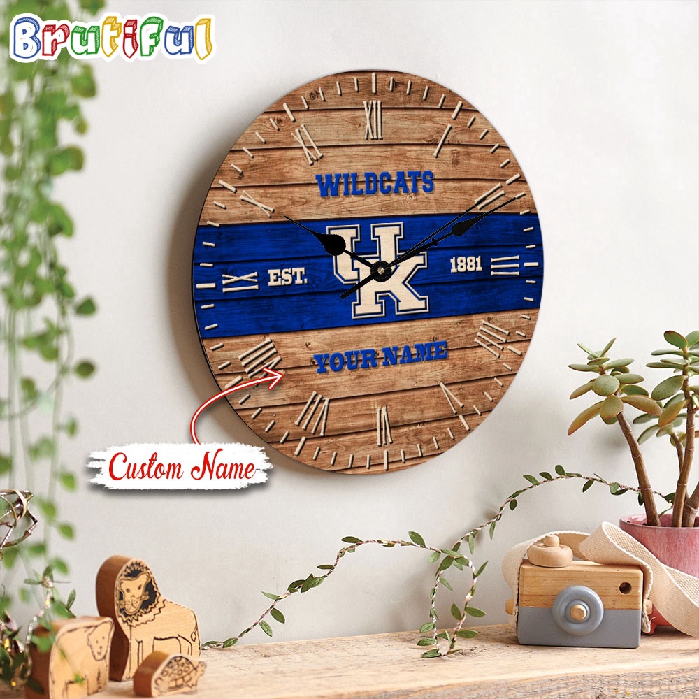 NCAA Kentucky Wildcats Clock Custom Name Wall Clock