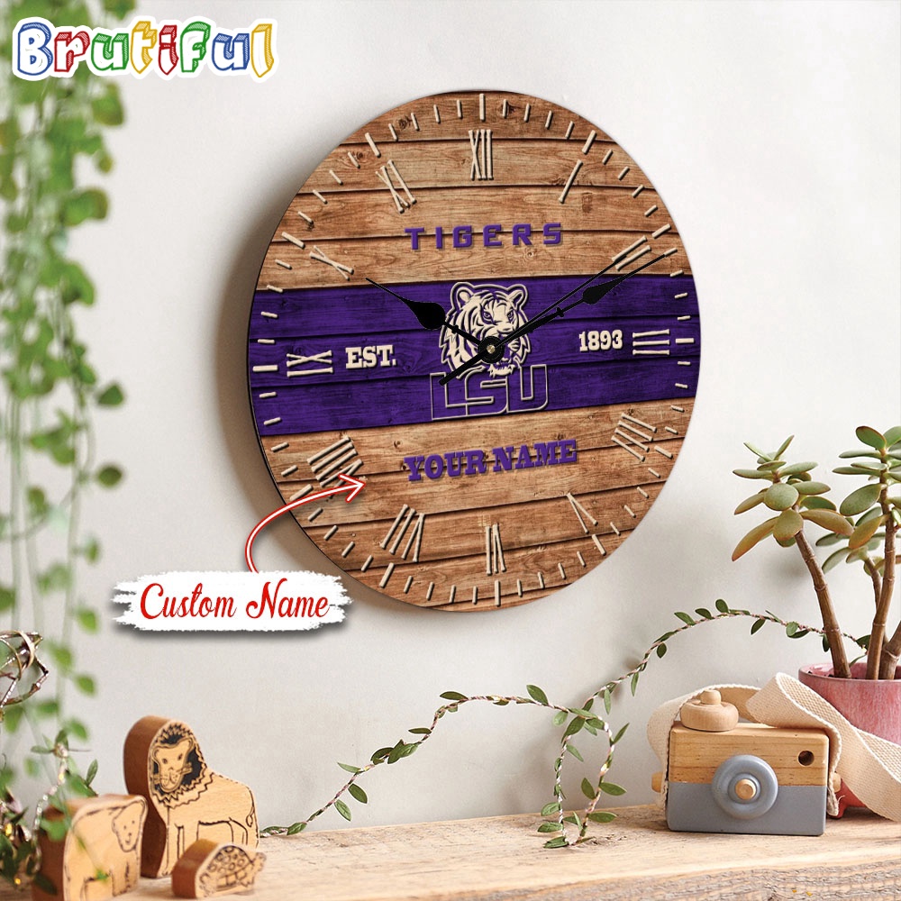NCAA LSU Tigers Clock Custom Name Wall Clock