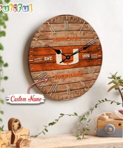 NCAA Miami Hurricanes Clock Custom Name Wall Clock